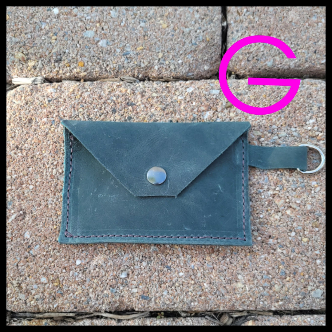 bbk leather designs handmade aqua card keychain