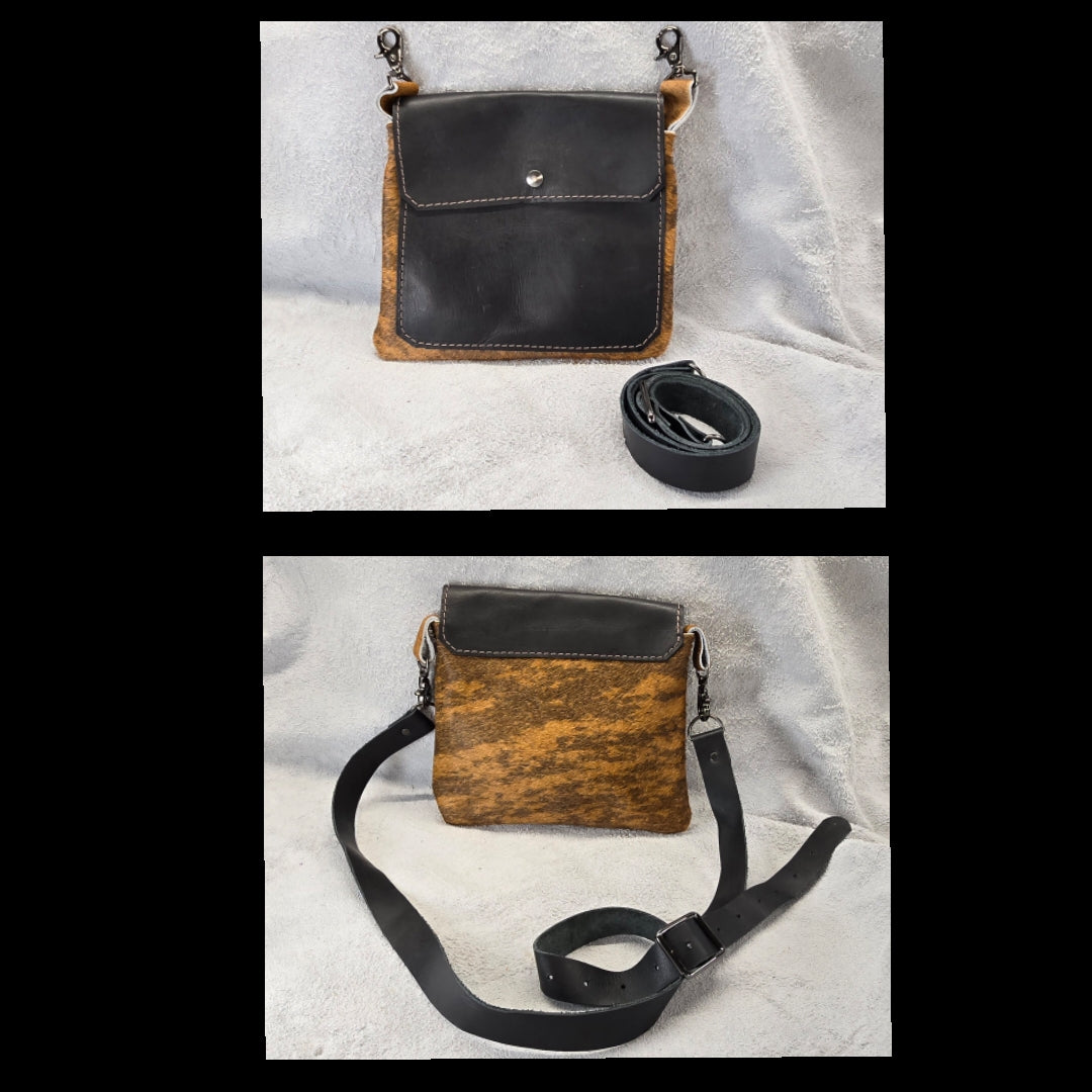 bbk leather designs handmade convertible cross body black on brindle