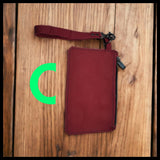 bbk leather designs handmade red pebble grain wristlet