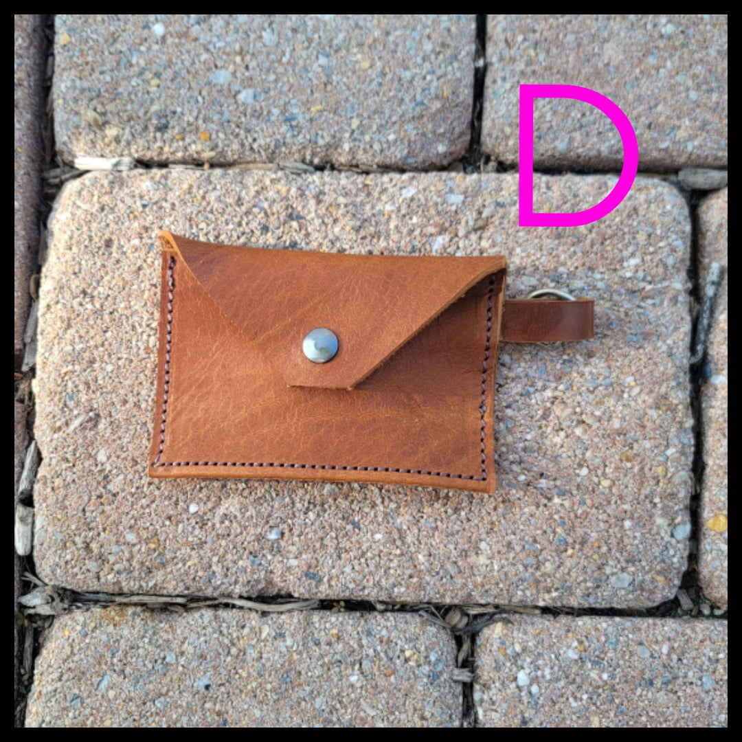 bbk leather designs handmade leather tan card keychain