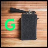 bbk leather designs embossed black wristlet