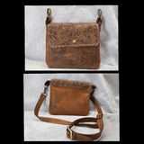 bbk leather designs handmade convertible cross body embossed brown on brown