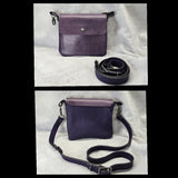 bbk leather designs handmade convertible cross body smooth purple on pebble grain purple