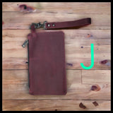 bbk leather designs handmade raspberry wristlet