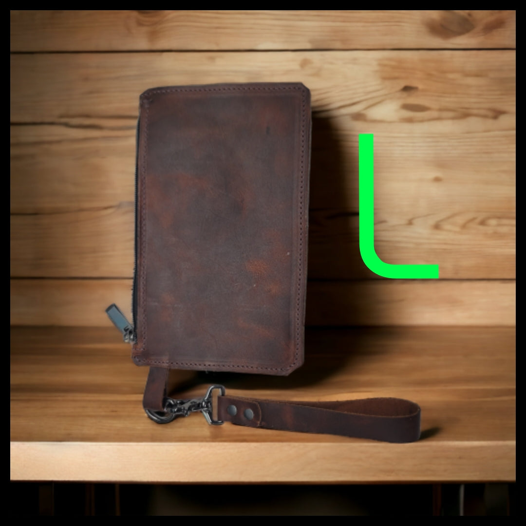 bbk leather designs handmade brown wristlet