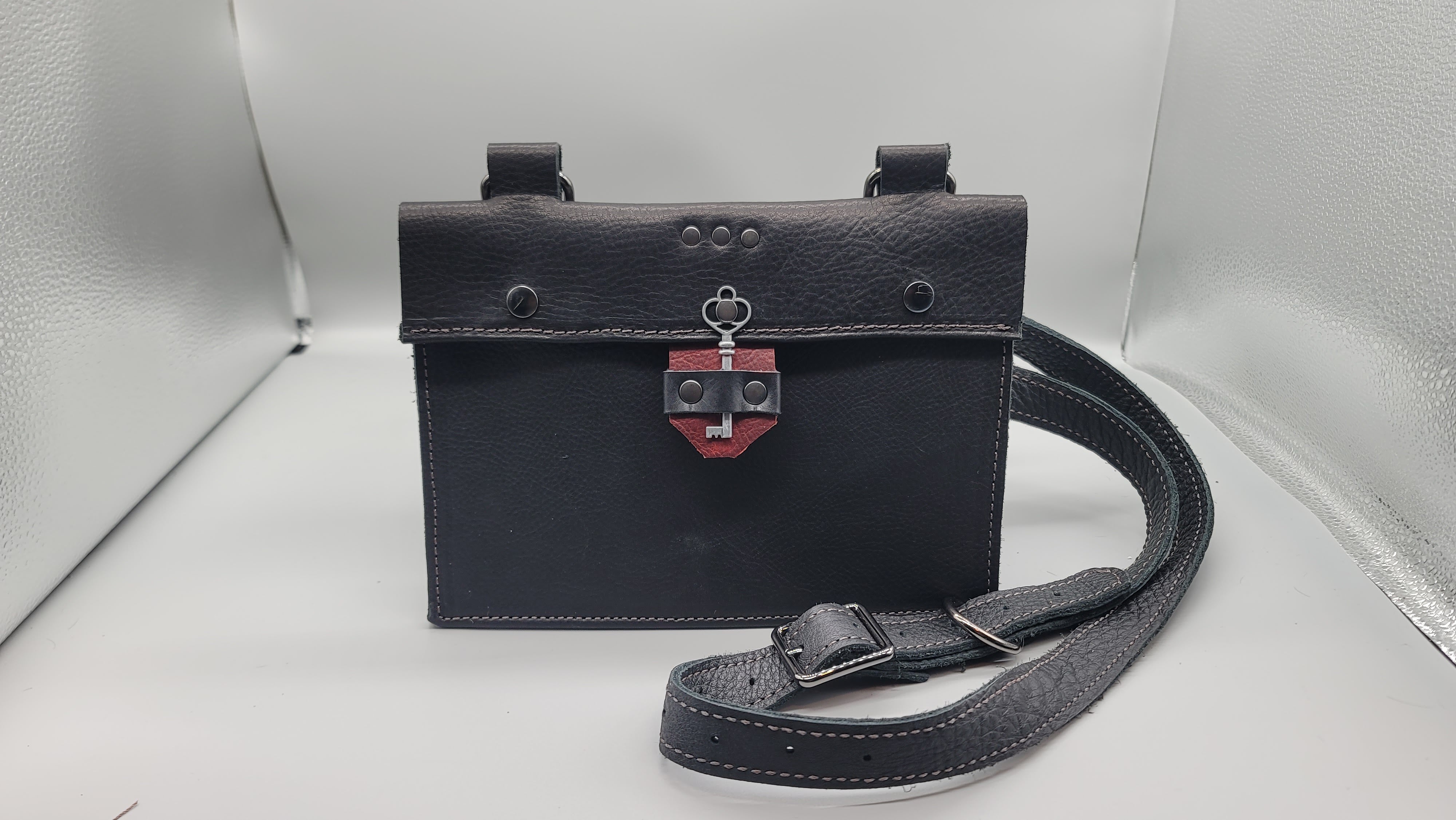 Handmade black leather satchel bbk leather designs