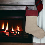 bbk leather designs handmade holiday stocking cream ostrich emboss with red cuff