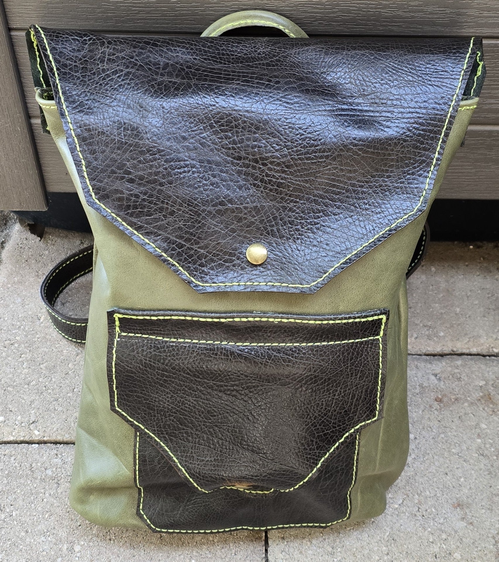 handmade leather and pebble brown mini backpack bbk leather designs