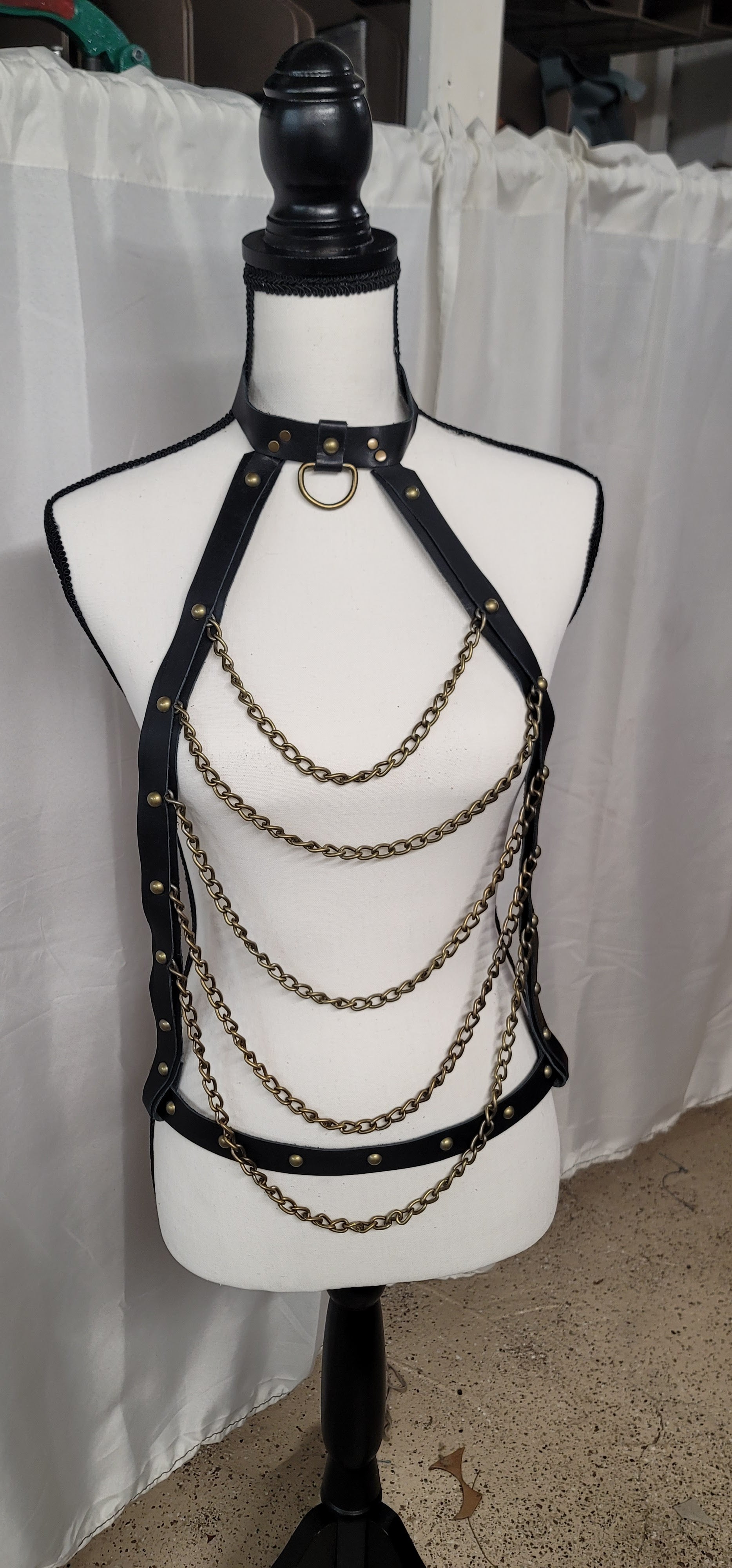 handmade leather and chain body harness for spicy photo shoot bbk leather designs