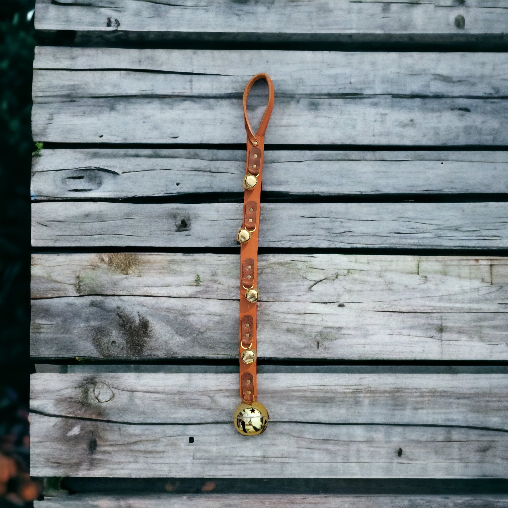 bbk leather designs tan leather jingle sleigh bells gold