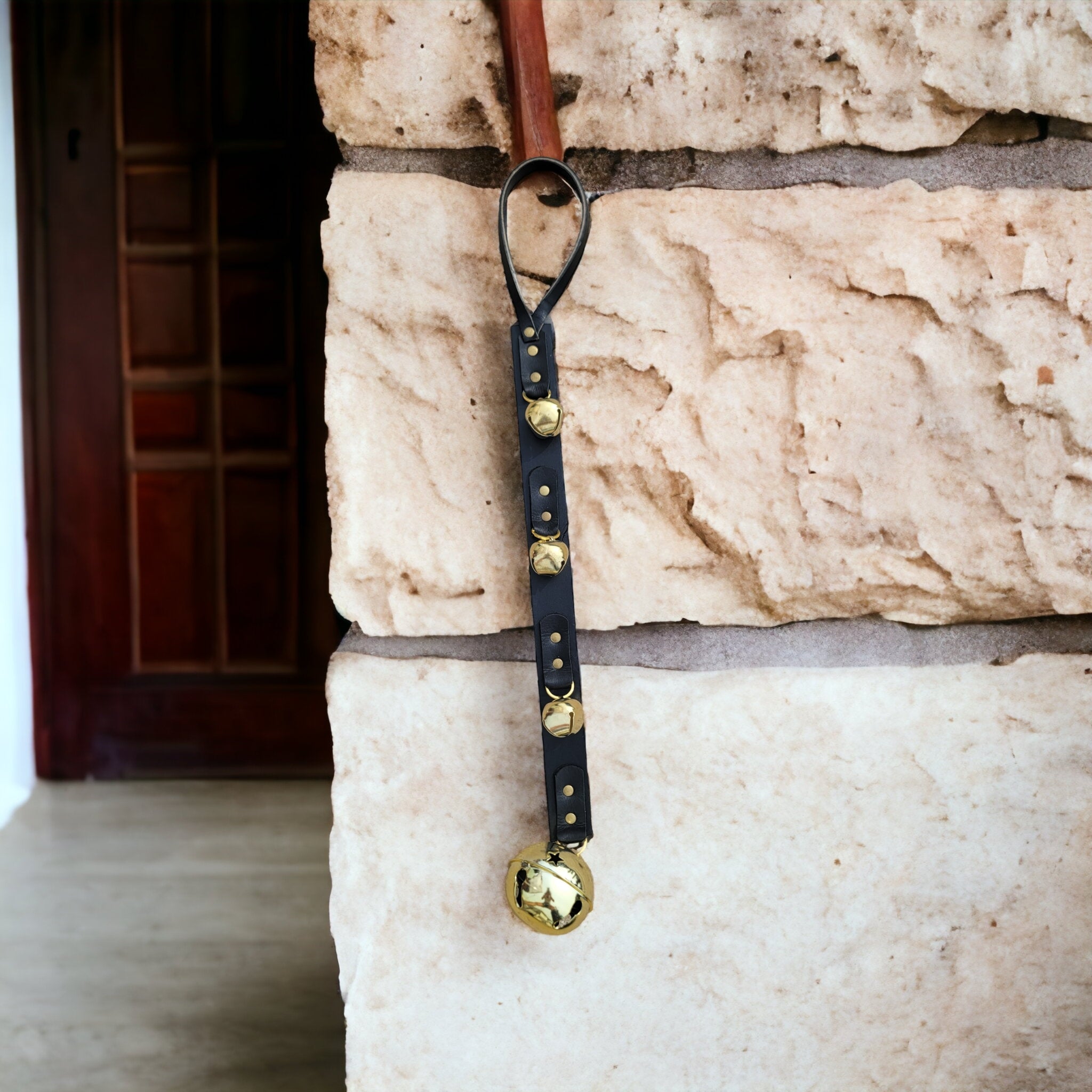 bbk leather designs handmade black jingle sleigh bells gold