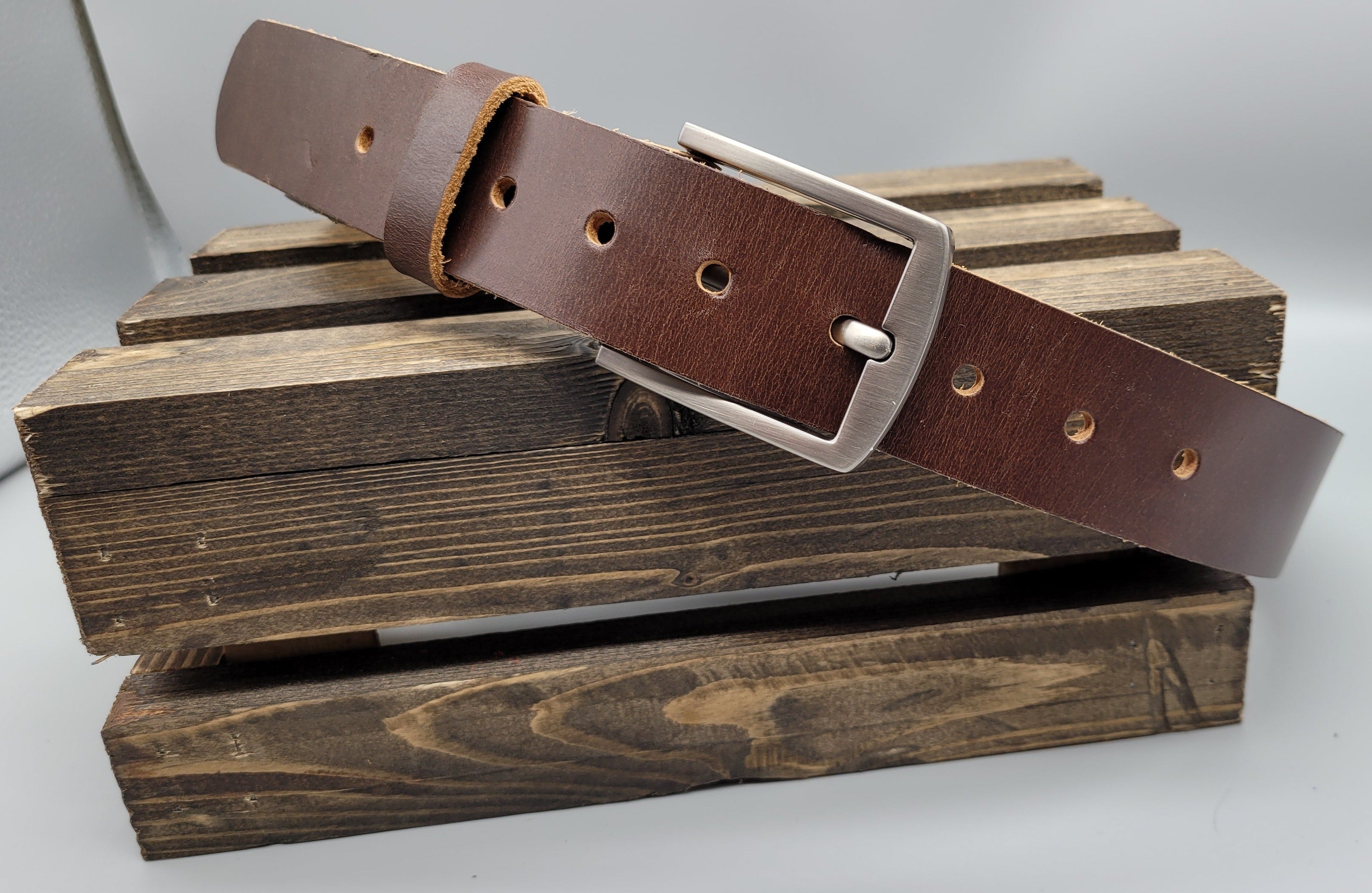 brown handmade leather belt bbk