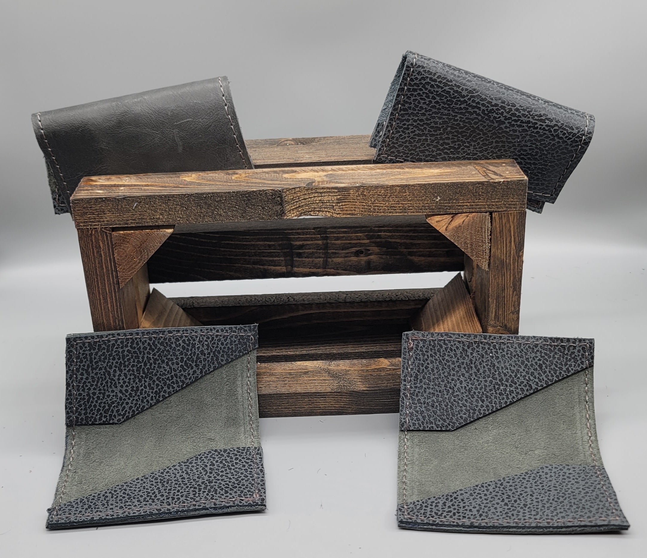 handmade leather gray pebble business card case bbk