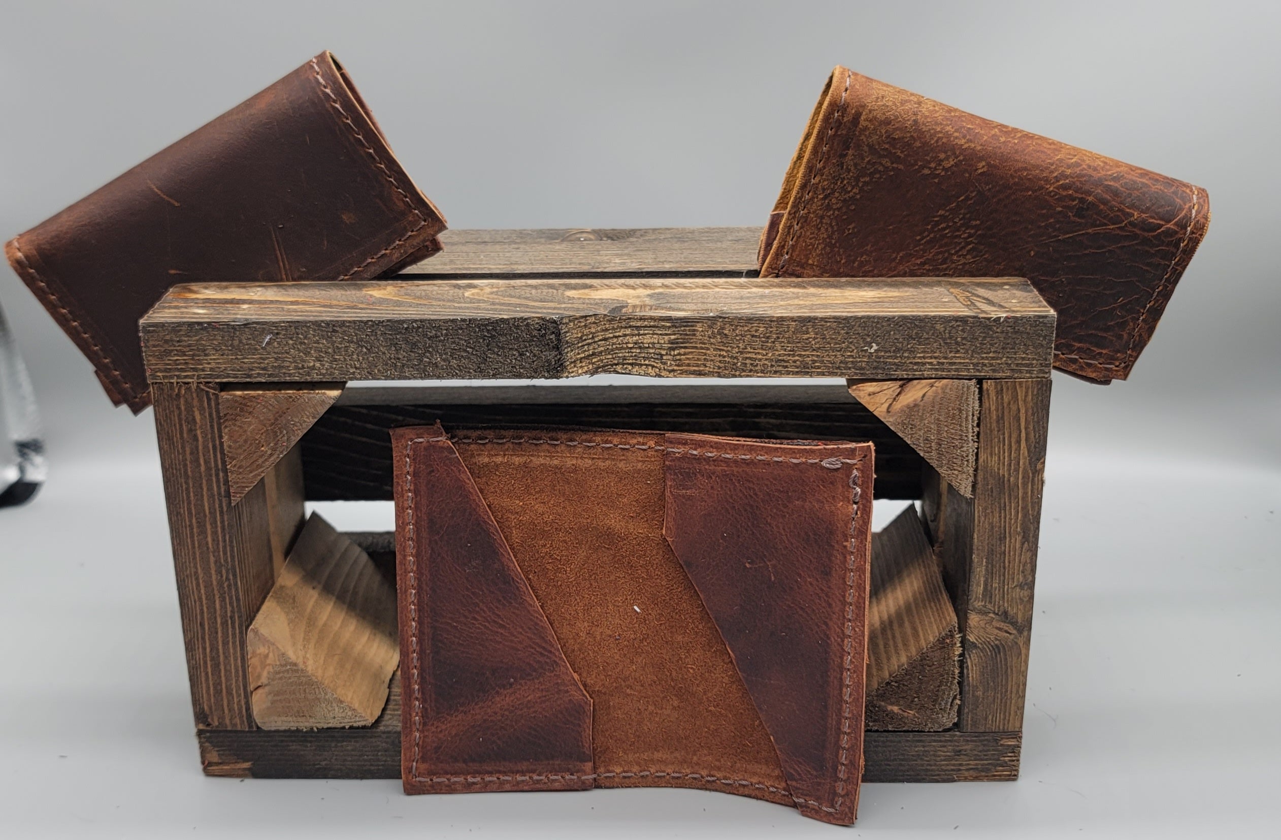 handmade brown leather business card case bbk