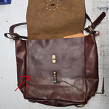 bbk leather designs handmade convertible red brown backpack inside