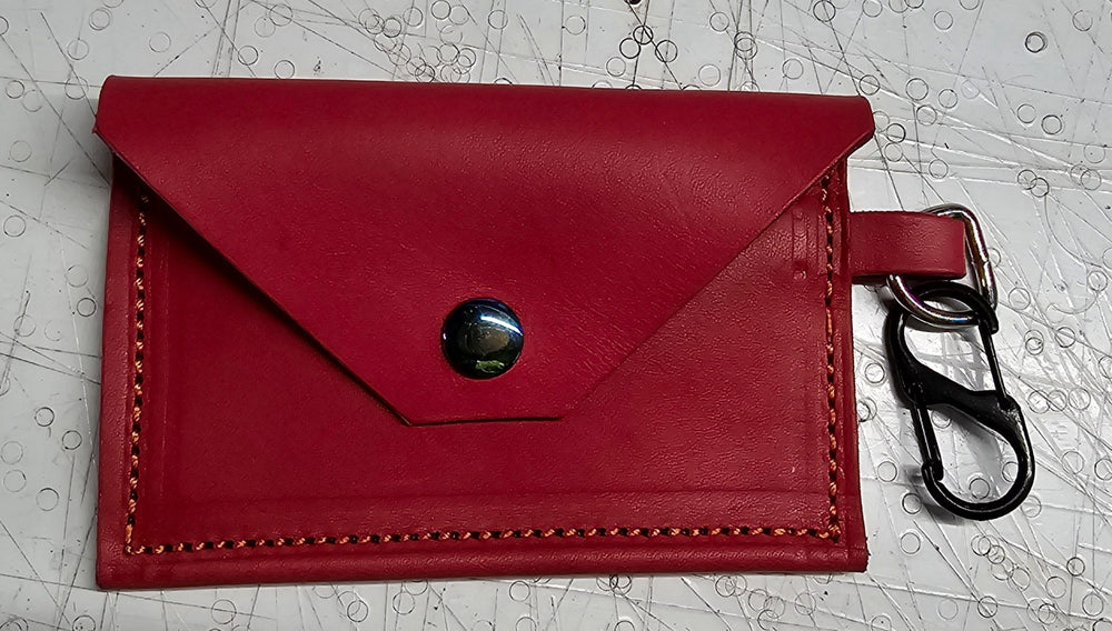 bbk leather designs handmade red keycard keychain