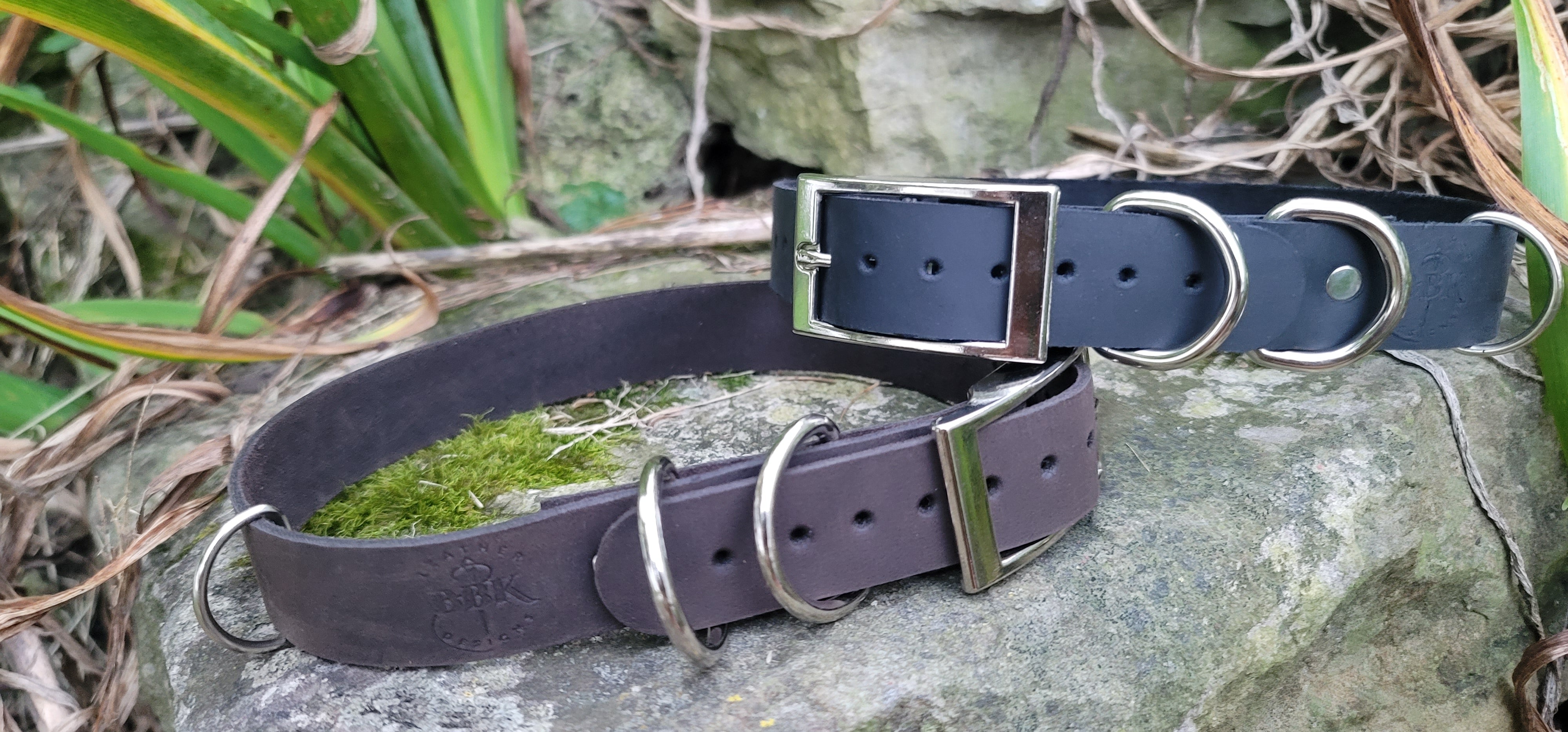handmade black and brown classic leather collar destiny