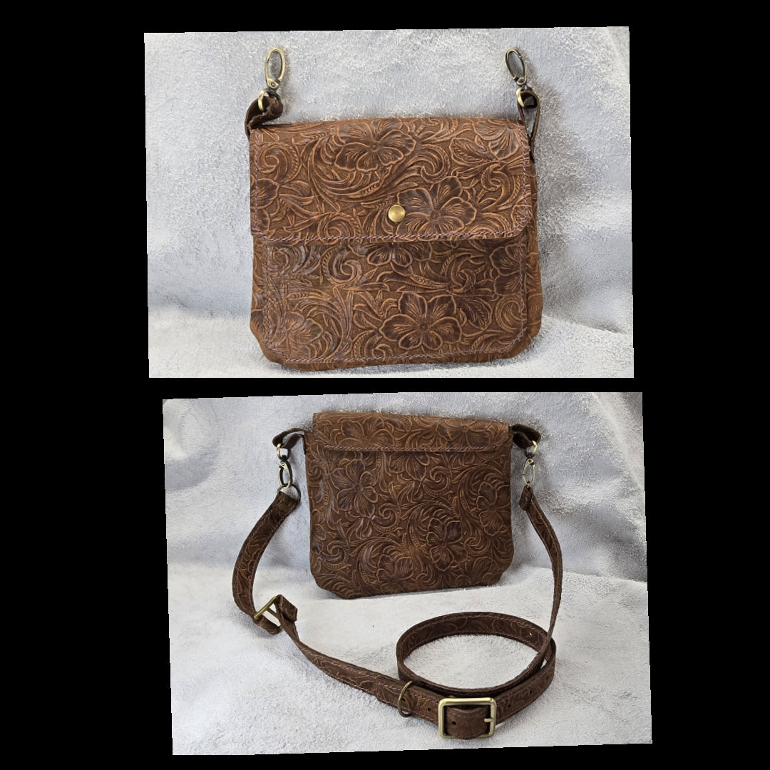 bbk leather designs handmade convertible cross body embossed brown