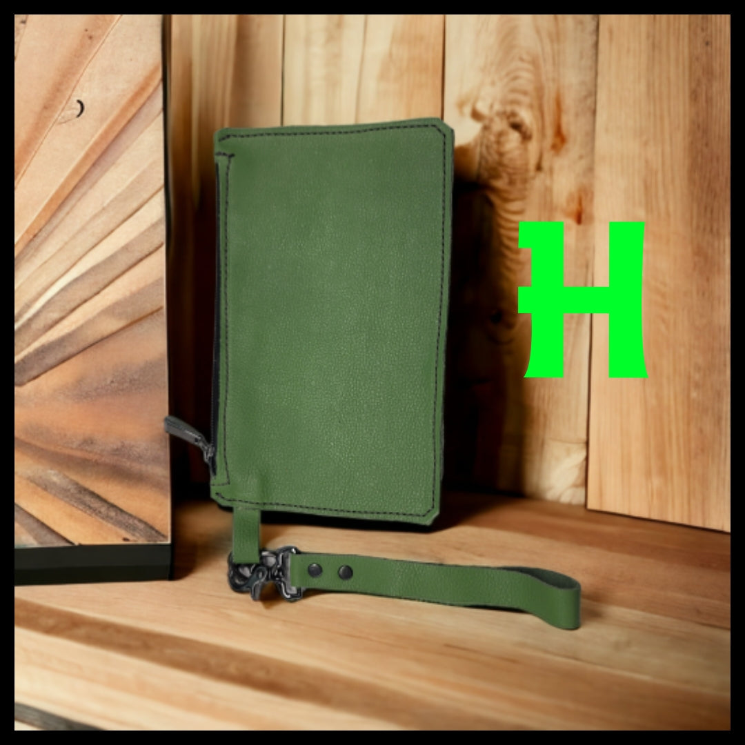 bbk leather designs handmade lime green wristlet