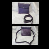 bbk leather designs handmade convertible cross body pebble grain purple on smooth purple