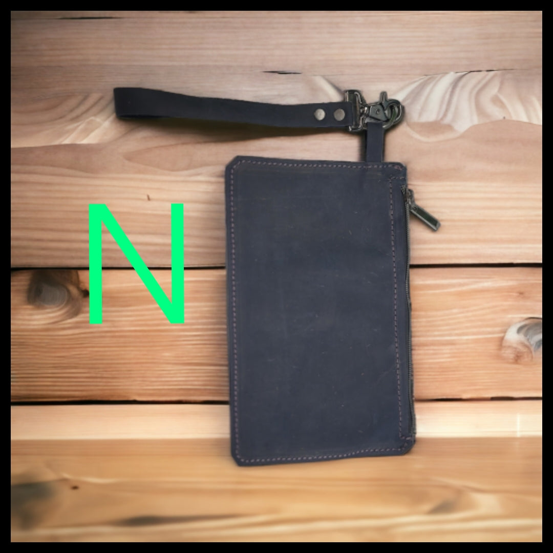 bbk leather designs handmade blueberry wristlet