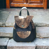 handmade bookbag backpack cowhide black leather bbk leather designs