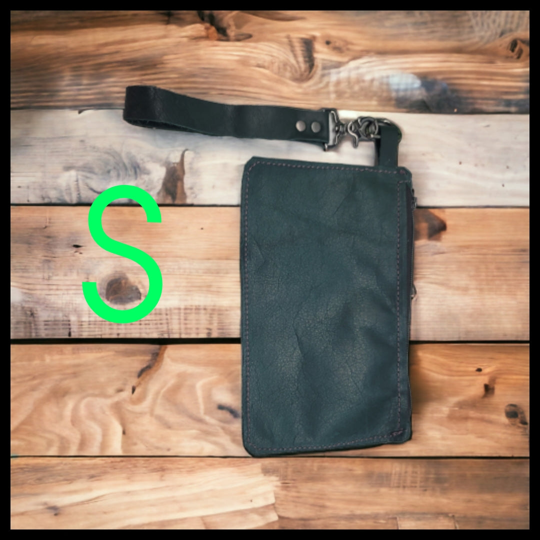 bbk leather designs handmade forest green wristlet