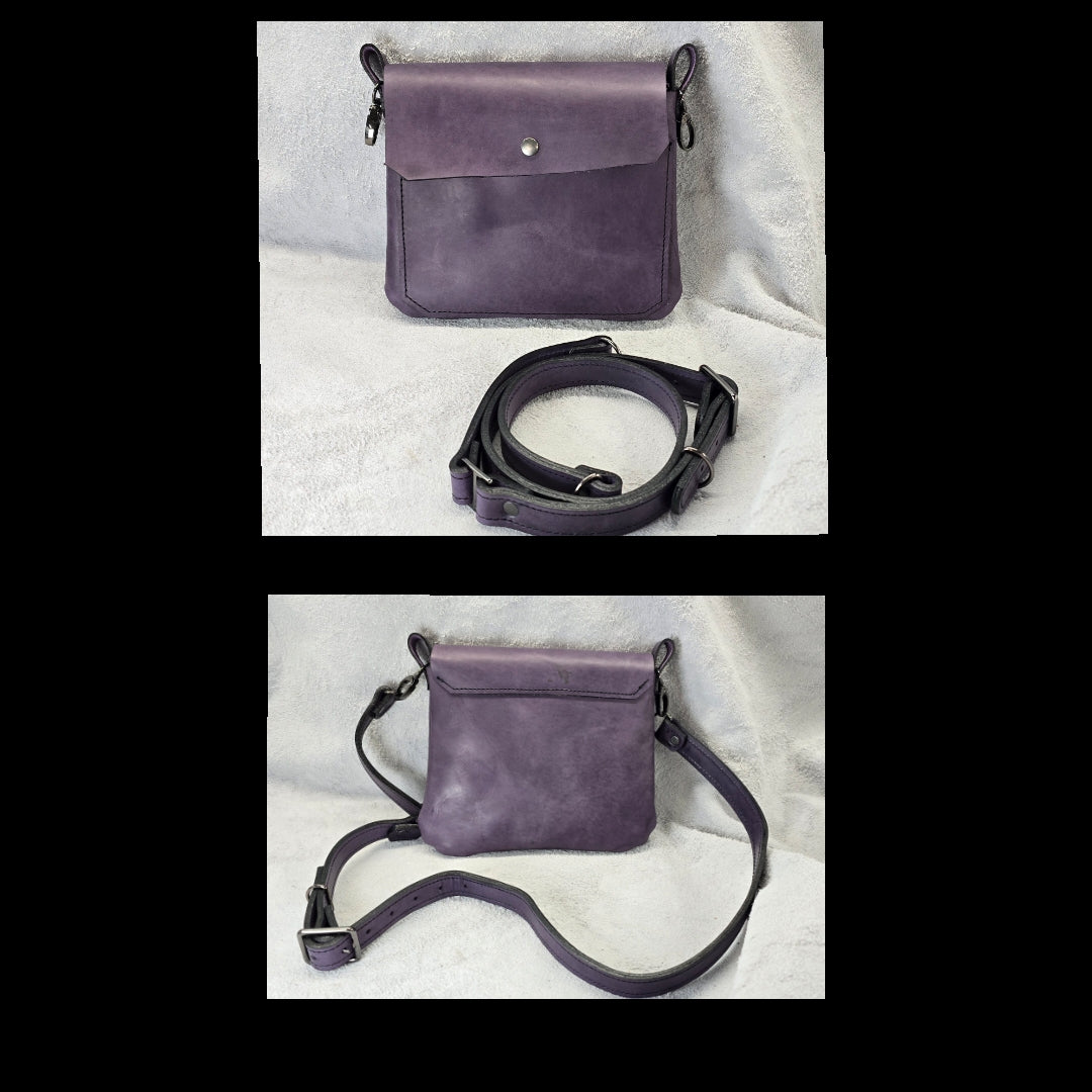 bbk leather designs handmade convertible cross body smooth purple