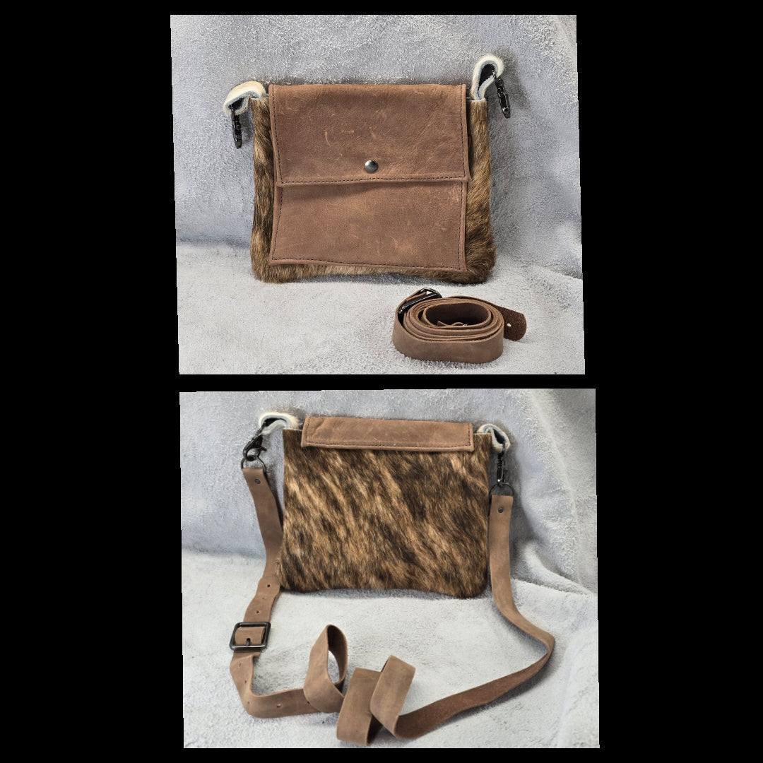 bbk leather designs handmade convertible cross body light brown on brindle fur
