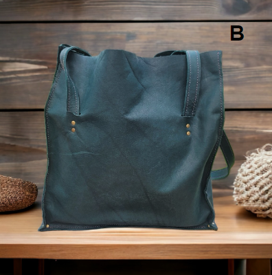 bbk leather designs handmade teal tote
