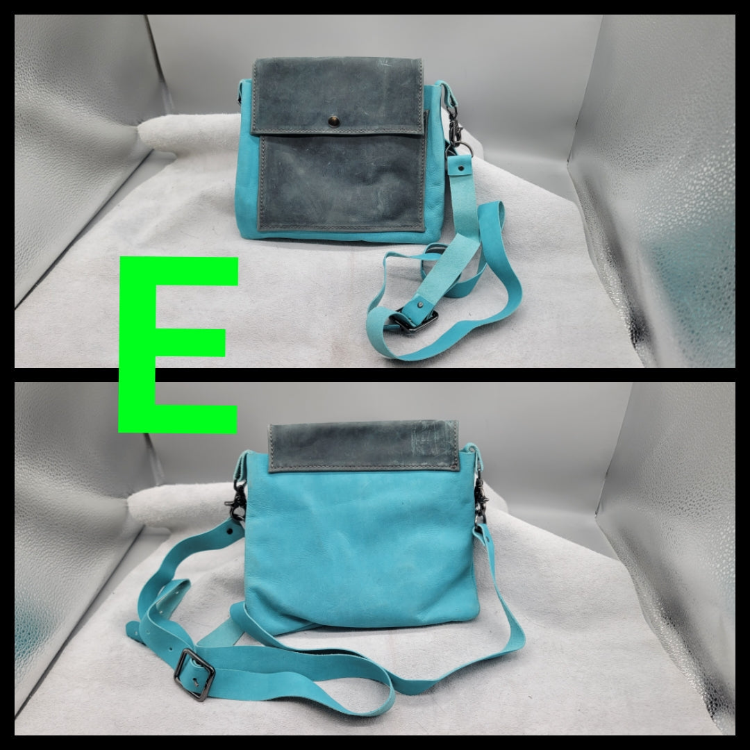 handmade leather convertible cross-body teal and aqua bag bbk leather designs