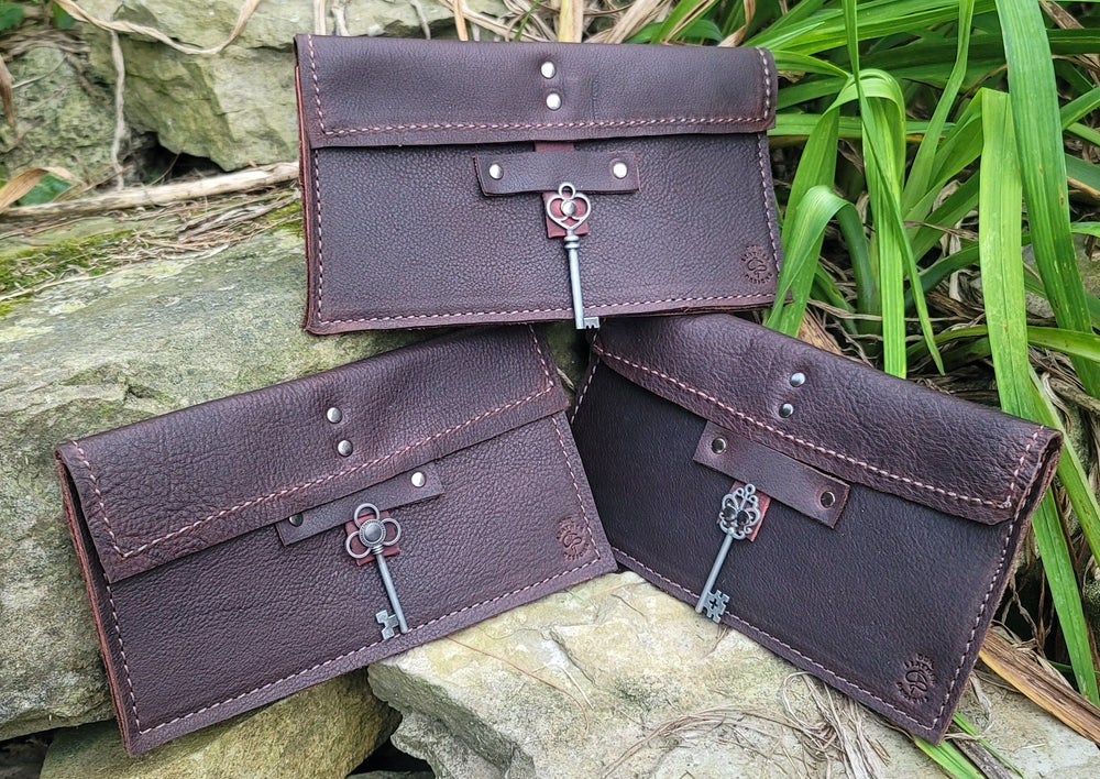 handmade brown leather casual clutch bbk