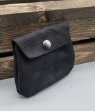 handmade black leather coin purse closed bbk