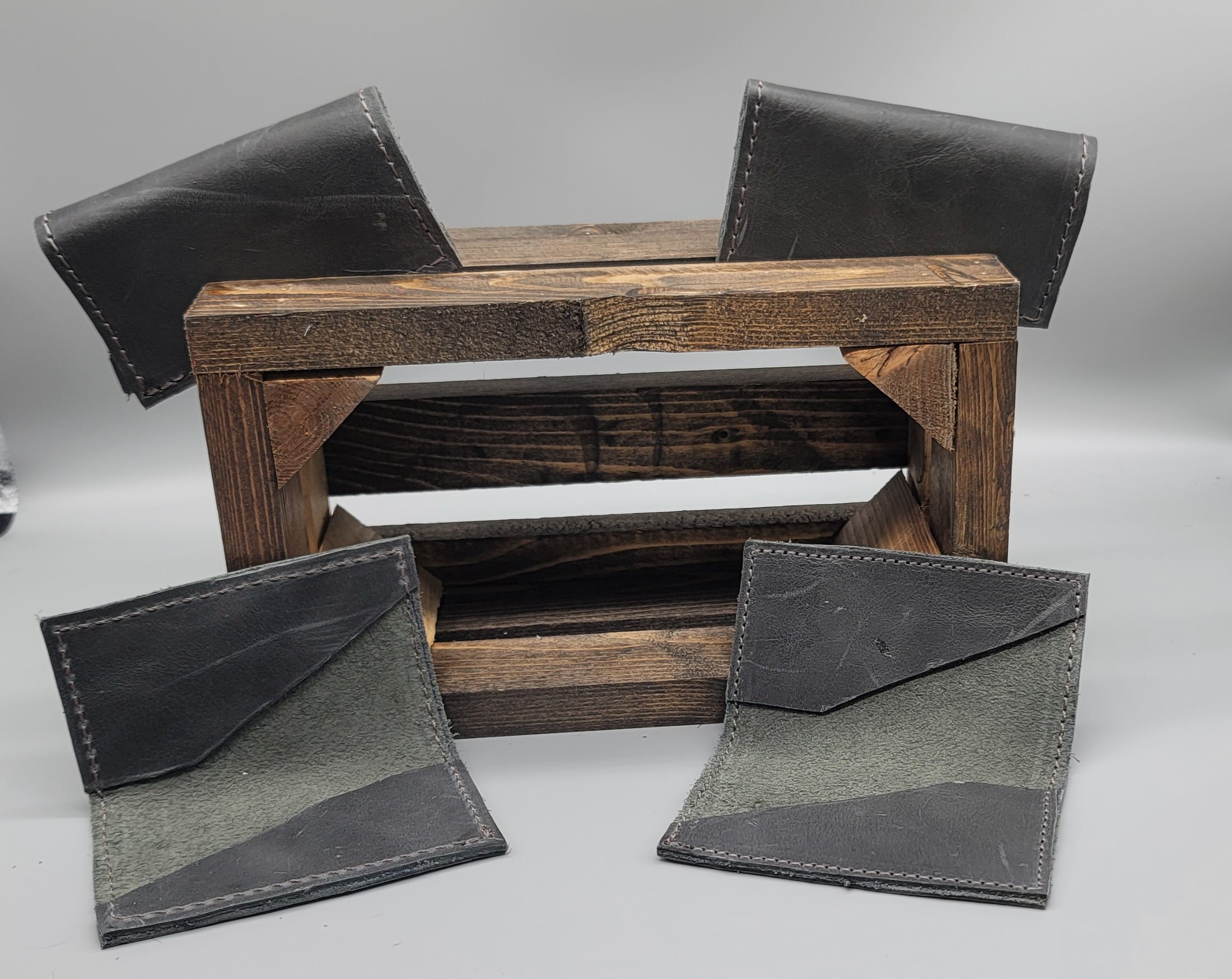 handmade leather gray business card case bbk