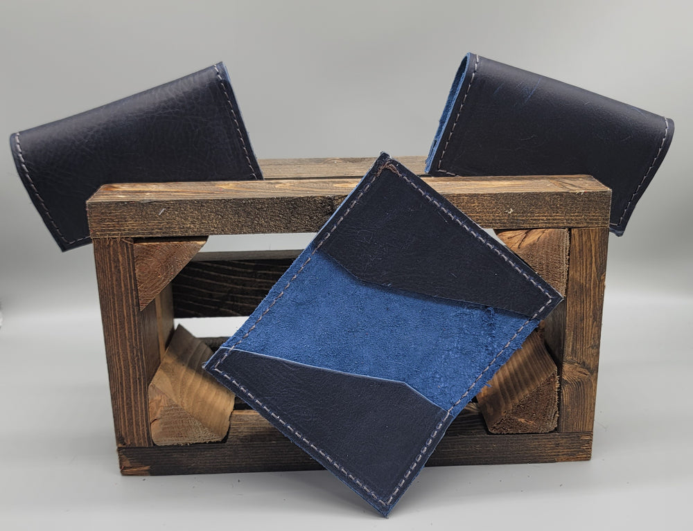 handmade blue leather business card case bbk