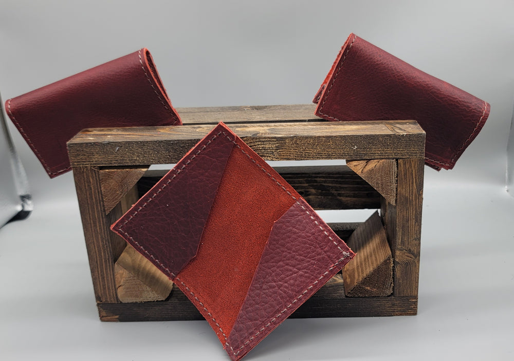 handmade red leather business card case bbk