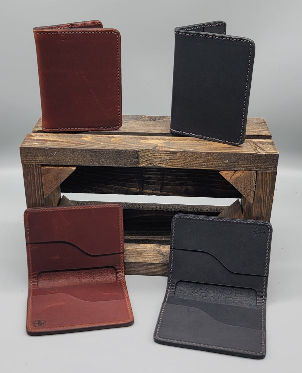 simple handmade leather bifold wallets black and brown collection bbk