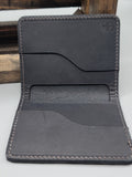 simple handmade black leather bifold wallet bbk inside