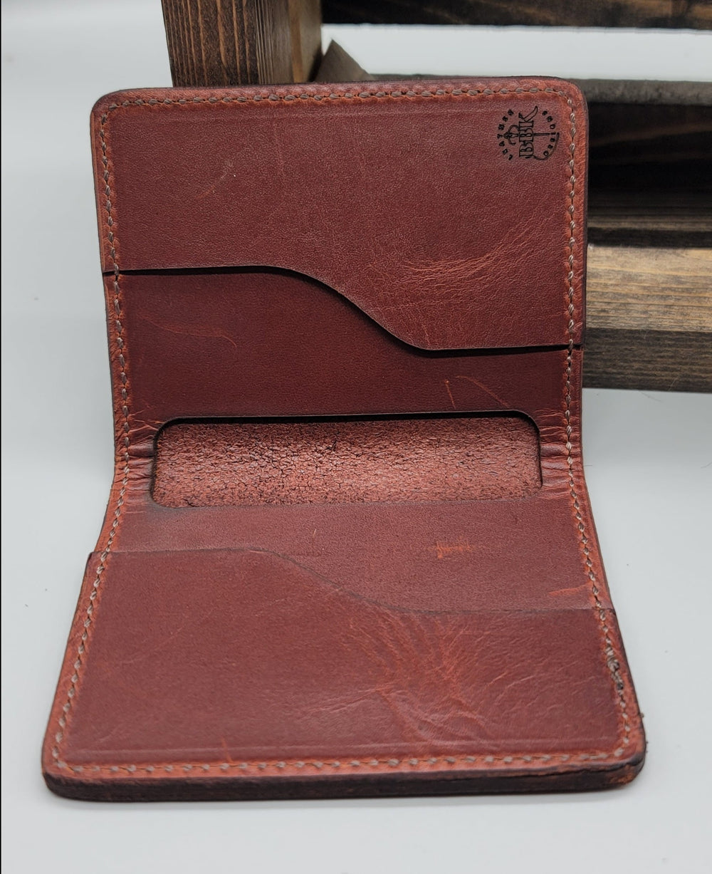 simple handmade brown leather wallet bifold bbk inside