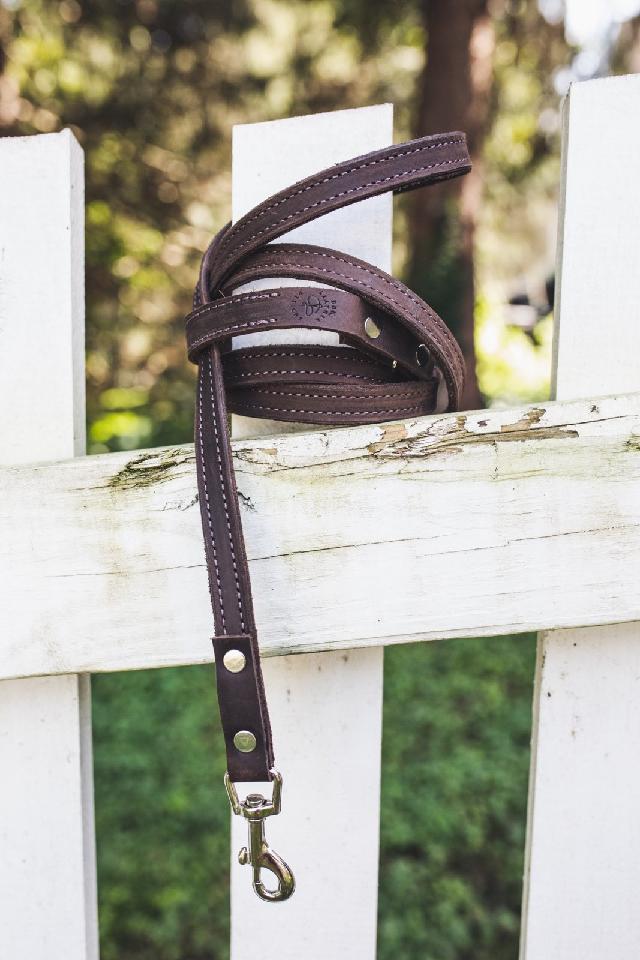 handmade brown leather dog Leash bbk image by Whitney Brewer Photography