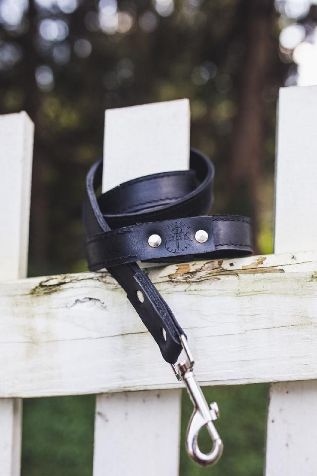 handmade black leather dog Leash bbk image by Whitney Brewer Photography