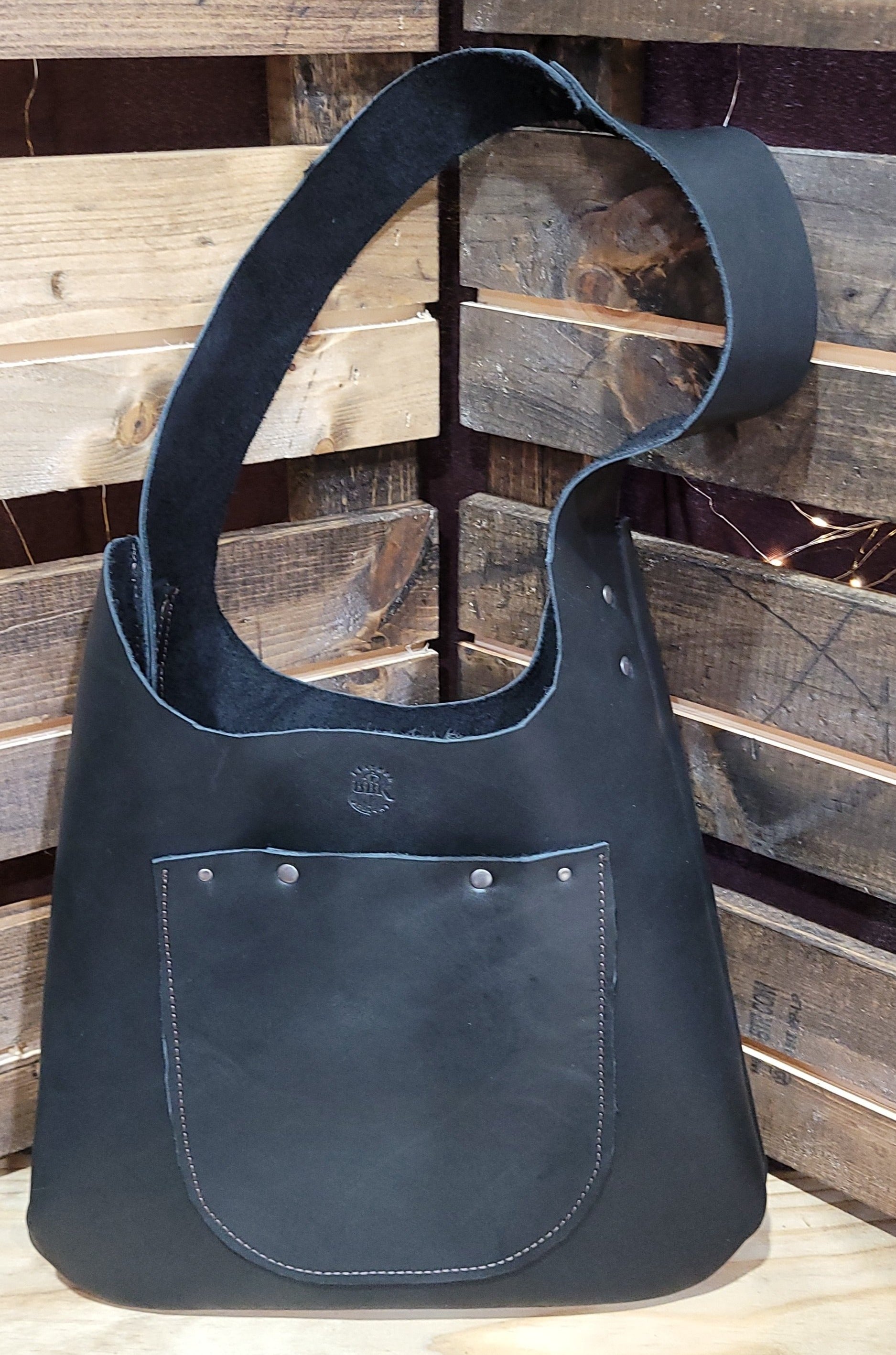 handmade leather hobo bag black bbk