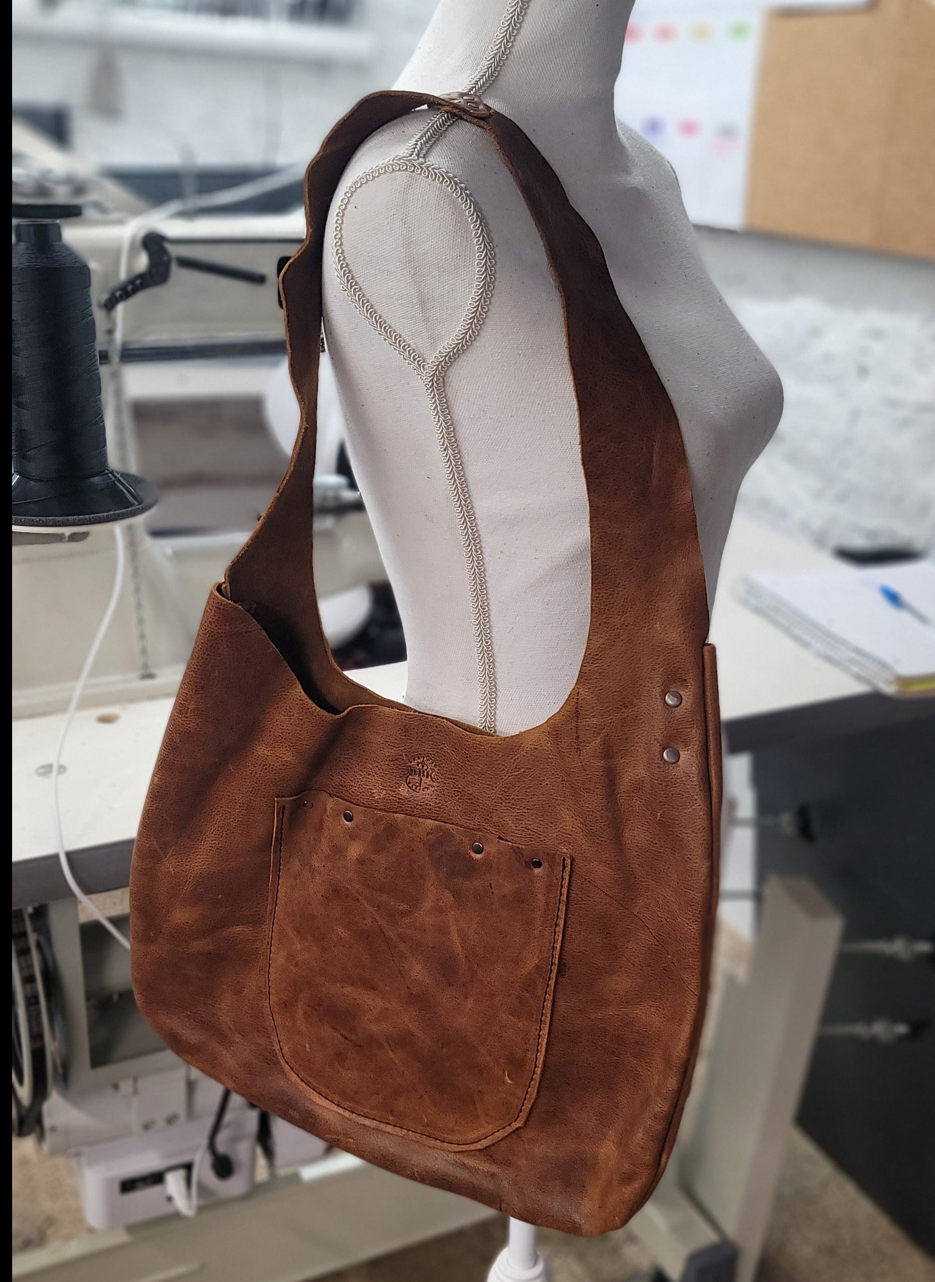 bbk handmade leather light brown hobo bag