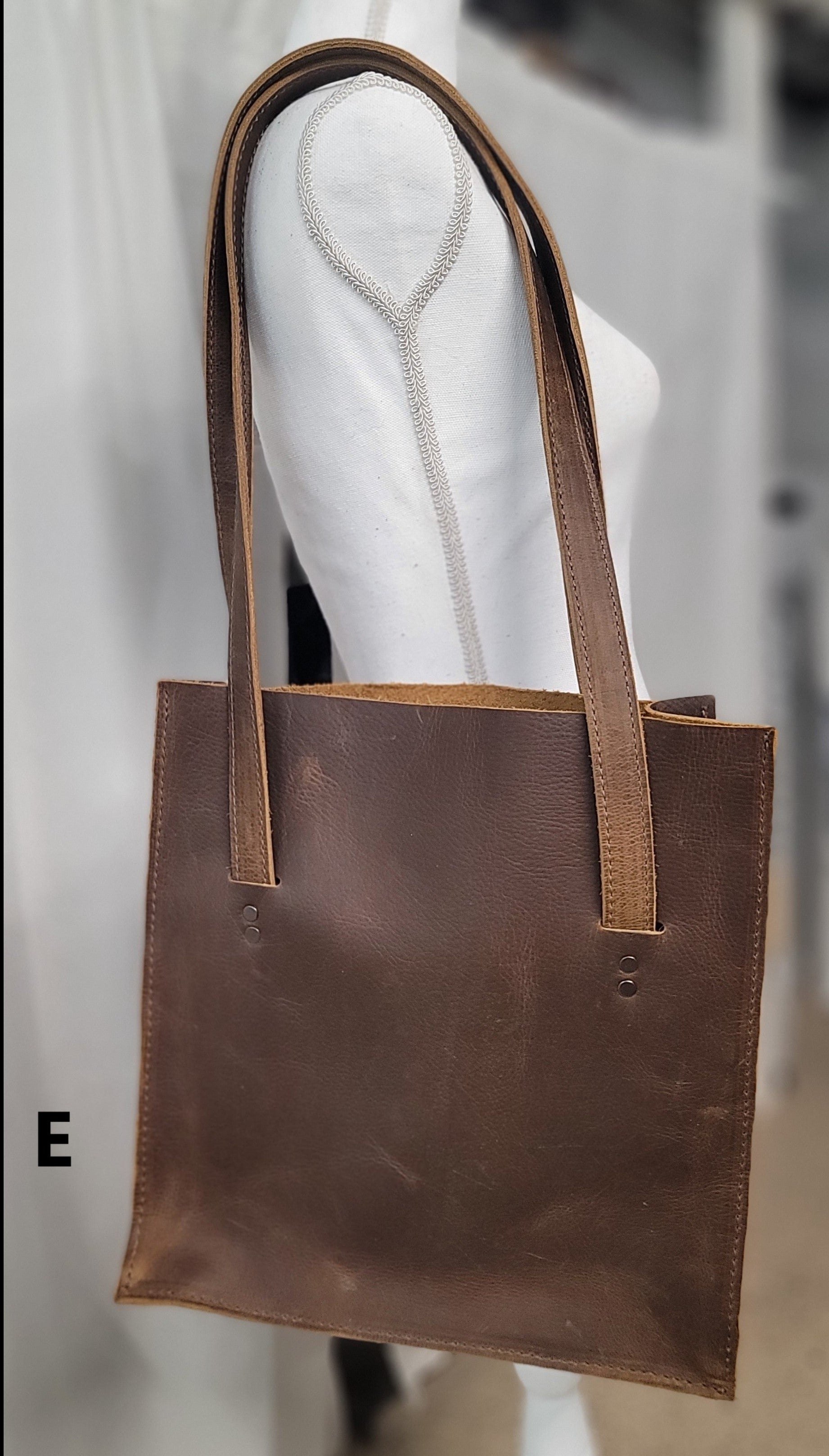 handmade leather brown tote bbk