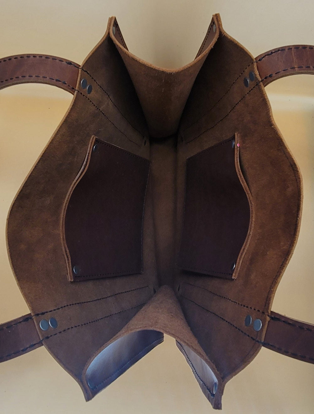 leather handmade tote inside bbk